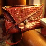 Damväska Krokodilskinn Vinröd