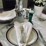 Linneservetter - blommiga - set med 5 st - 50*50 cm