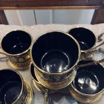 Glögglas 6 st -  blått glas i metallställ