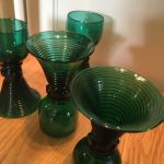 Set med 4 små Remmareglas gröna