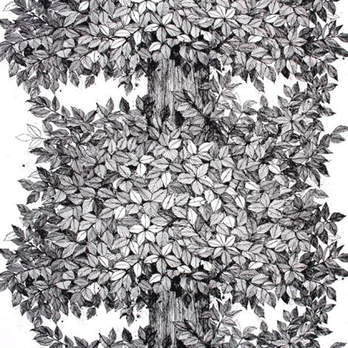 Tyg - Hassel - Viola Gråsten - 100% Linne HANDTRYCK