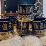 Glögglas 6 st -  blått glas i metallställ