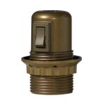 Lamphållare guldfärgad E27 med strömbrytare och skärmring