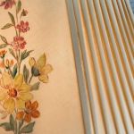 Golvlampa trä antik skärm - 2 ljuskällor