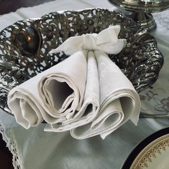 Linneservetter - blommiga - set med 4 st - 50*50 cm