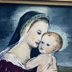 Träram med målning på pannå - Jesus och Maria