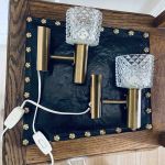 Paret vägglampor mässing glas 60-tal