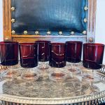 Set med 6 röda Luminarcglas höjd 9,2 cm