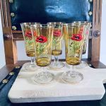 4 snapsglas gula målade