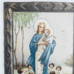 Kartongtryck med reliefram - i modern vit ram - Maria och Jesus