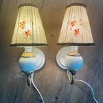 Paret lampetter trä vit guld - ny el