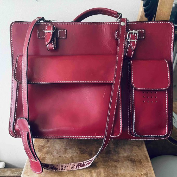 Läderväska retro röd