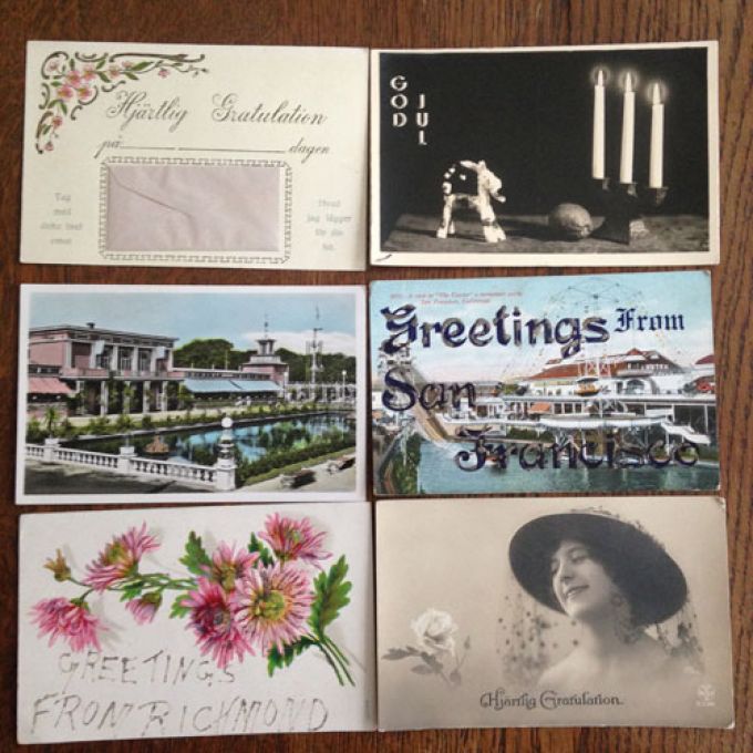 Antika Vykort - set med 6 st