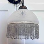 Taklampa glas med fransar