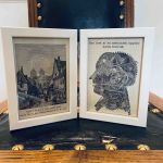 Dubbelram i trä - motiv från Lund och det inre af en mekaniks uppfinnares hufvud