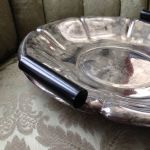 Nysilverbricka trähandtag