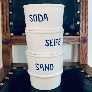 Set med 3 krukor stapelbara