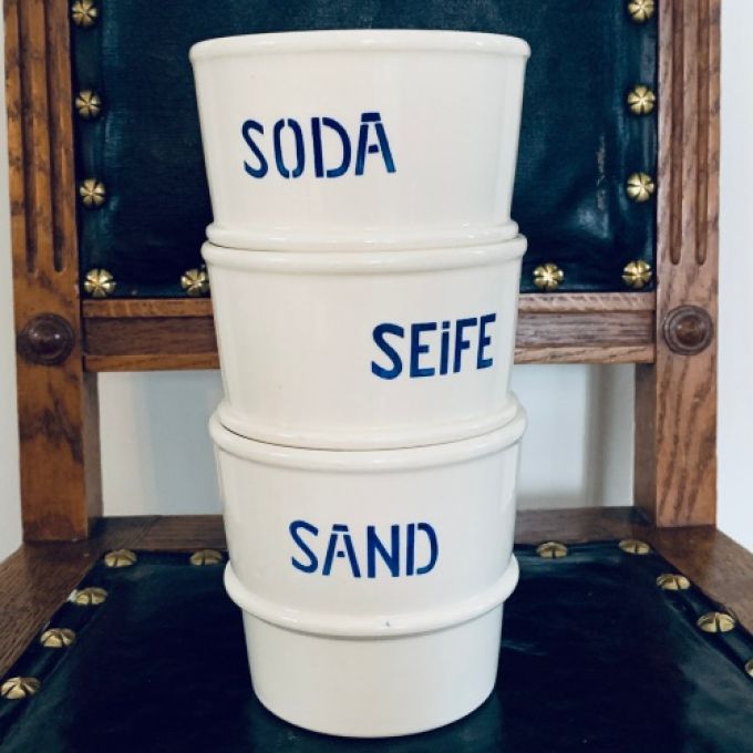 Set med 3 krukor stapelbara