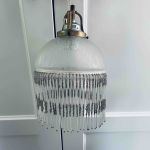 Taklampa glas med fransar