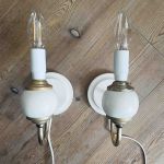 Paret lampetter trä vit guld - ny el