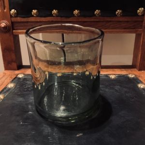 Handblåst glasskål gulgrönt glas