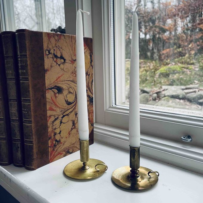 Liten mässingsljusstake för julgransljus - finns 8 st