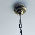 Taklampa dimbar metall och trä med glaskupa