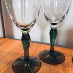 4 snapsglas / likörglas grön fot