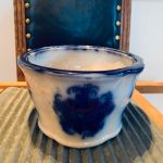 Urna karott mörkblåa blommor