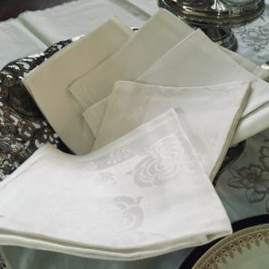 Linneservetter - blommiga - set med 5 st - 38*38 cm