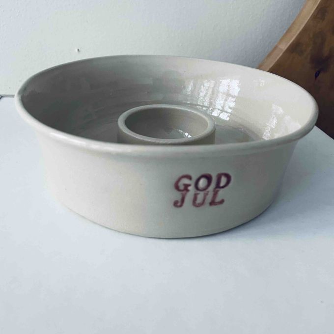 Handdrejad keramikskål God Jul