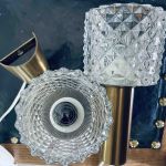 Paret vägglampor mässing glas 60-tal