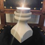 Ljusstake trä crèmevit