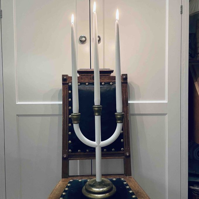 Ljusstake 3 armar vitmålad