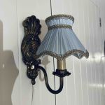 Paret lampettskärmar blå siden