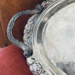 Avlång bricka med handtag nysilver