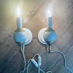 Paret lampetter trä vit guld - ny el