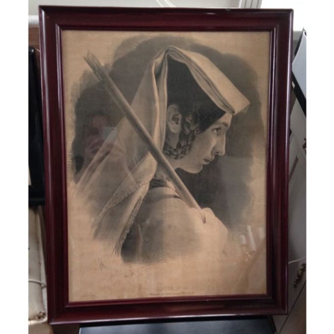 Litografi - Mademoiselle Cogniet