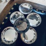 Glasunderlägg 6 st nysilver