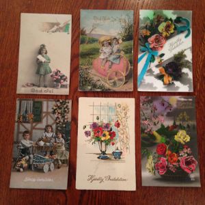 Antika Vykort - set med 6 st