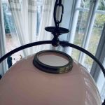 Taklampa dimbar metall och trä med glaskupa