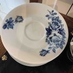 Glasservis grönt glas med dekor - 21 delar