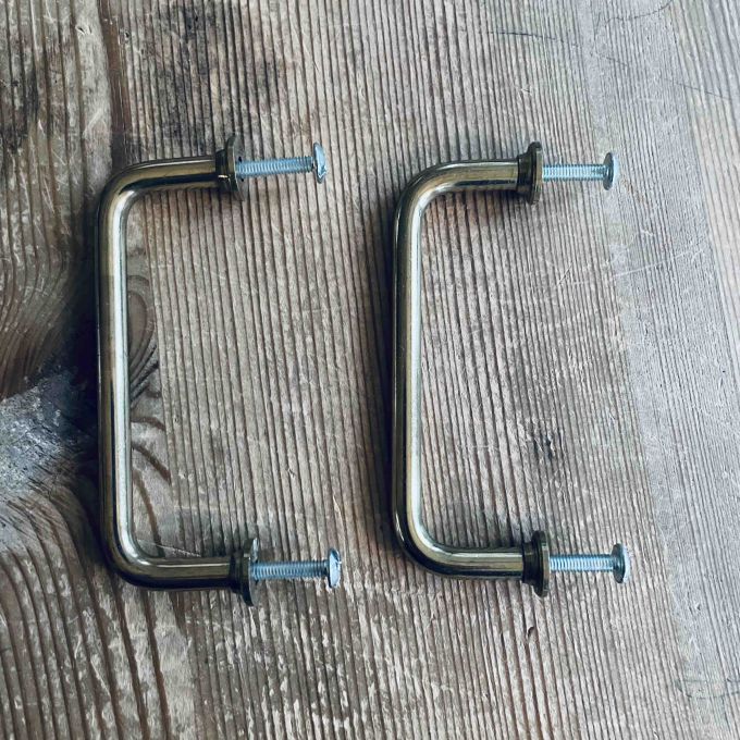 Set med 2 handtag mässing