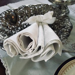 Linneservetter - blommiga - set med 4 st - 50*50 cm