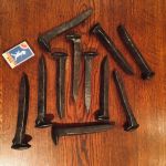 Rälsspik från McCloud Railroad Line, California