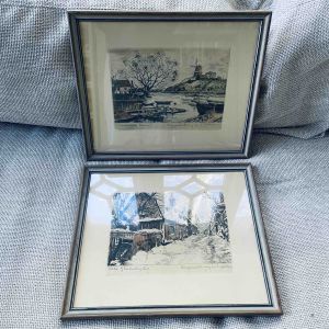 Paret originaletsningar - Hammarby Kvarn och Lilla Glasbruksgatan - av E Hällgren