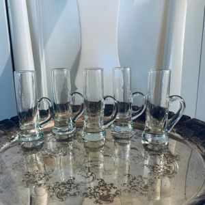 Set med 5 snapsglas m handtag