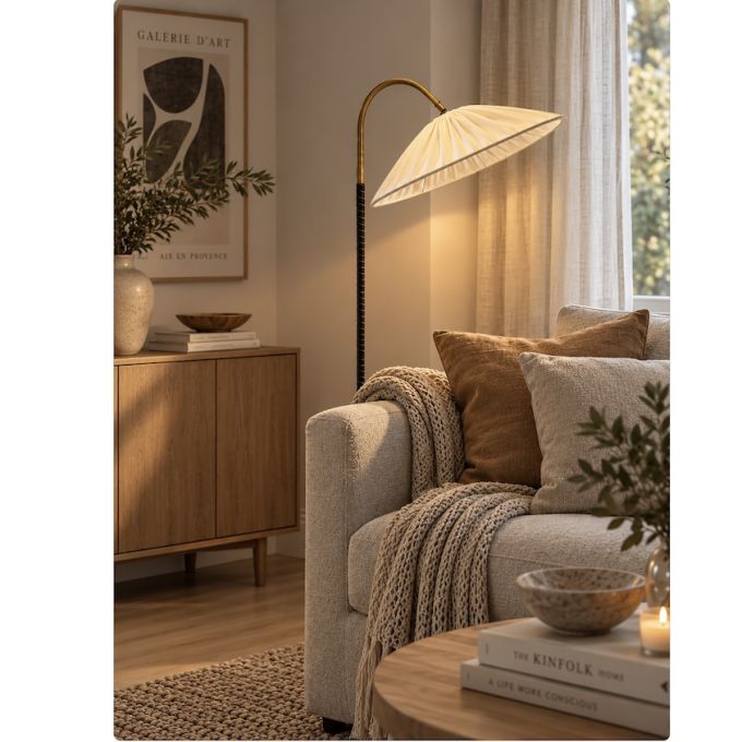 Amanda - Lampskärm för tak eller golvlampa - Linnetyg - 2 storlekar