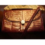 Damväska Krokodilskinn Vinröd