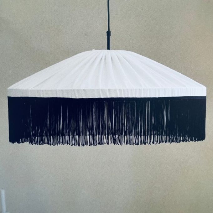 Lampskärm Ingela - Linnetyg med frans - 4 storlekar